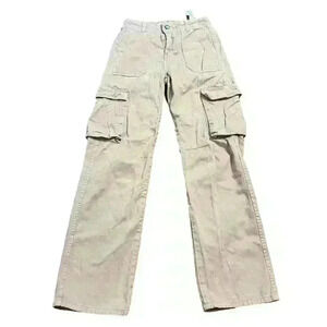 Stradivarius Pink Straight Leg Cargo Denim Jeans Size 34 (US 2) High Rise